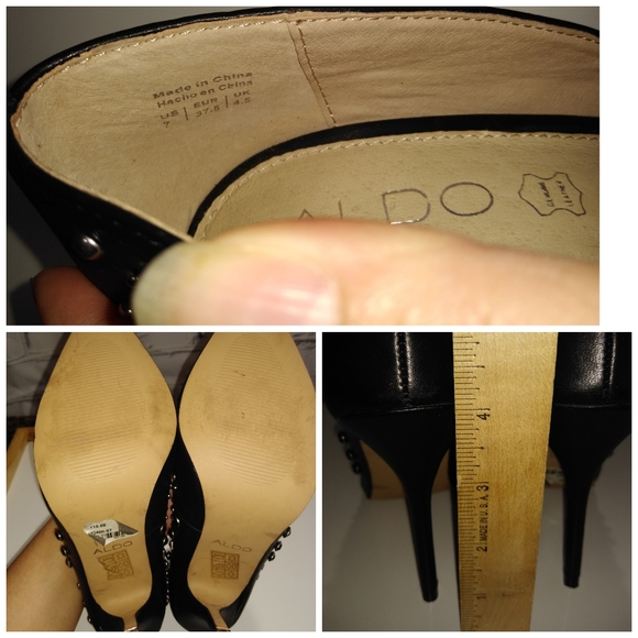 Aldo black leather studded classic pumps. - Picture 8 of 8